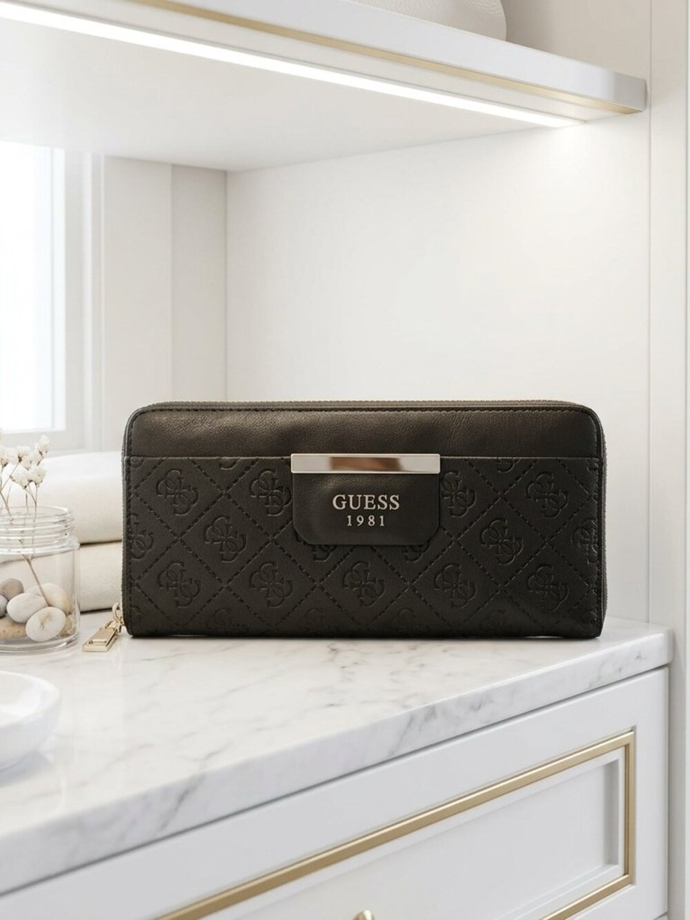Guess 90's G Logo Black Monogram Wallet